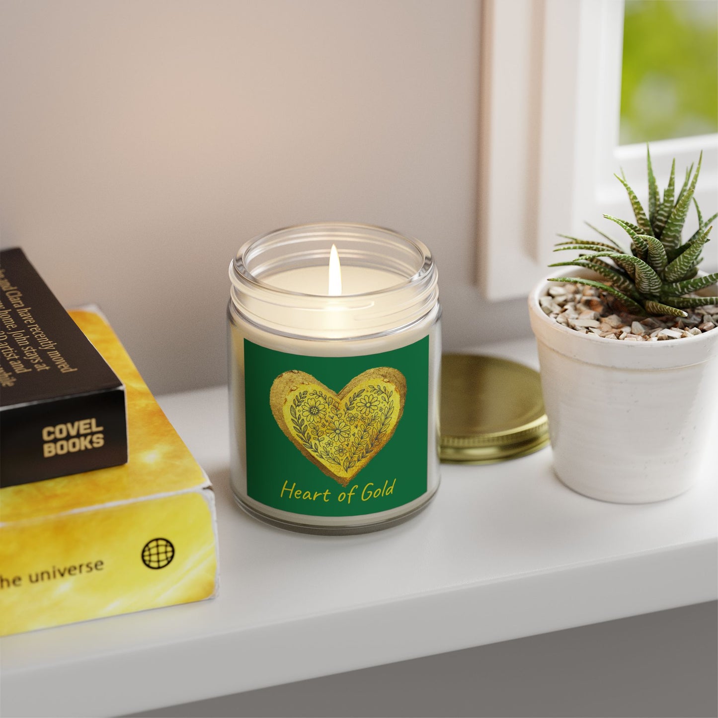Scented Candle, Coconut Apricot Wax (9oz) - Forest Green