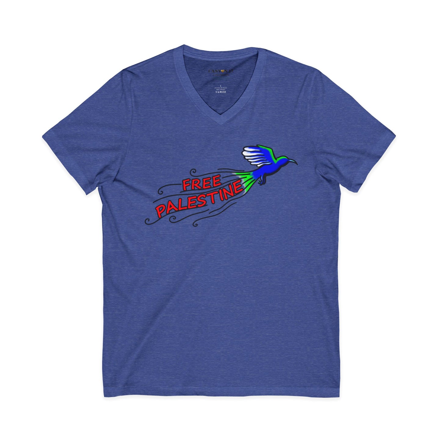 Unisex Jersey Short Sleeve V-Neck Tee - Free Palestine