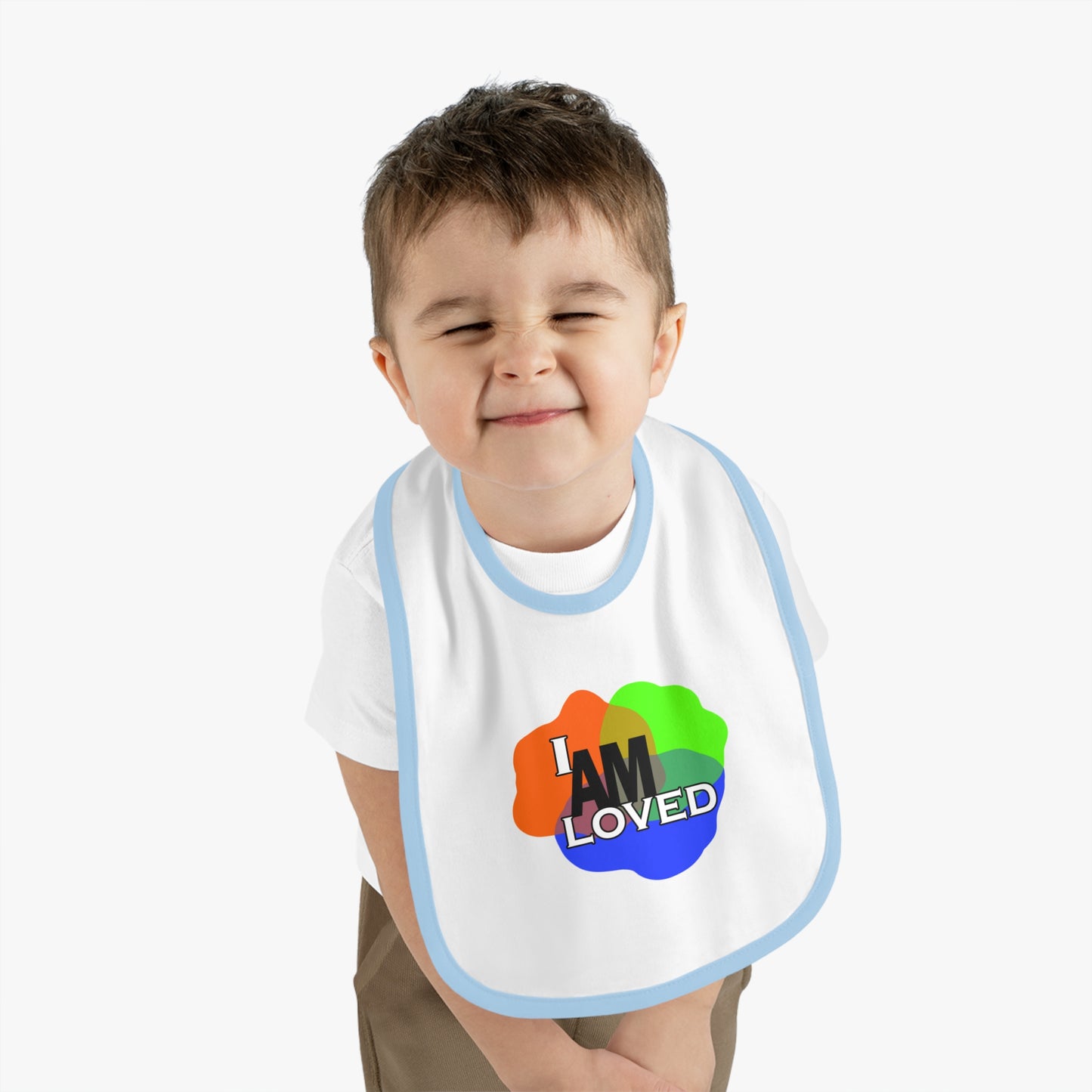 Baby Contrast Trim Jersey Bib - I am Loved 2