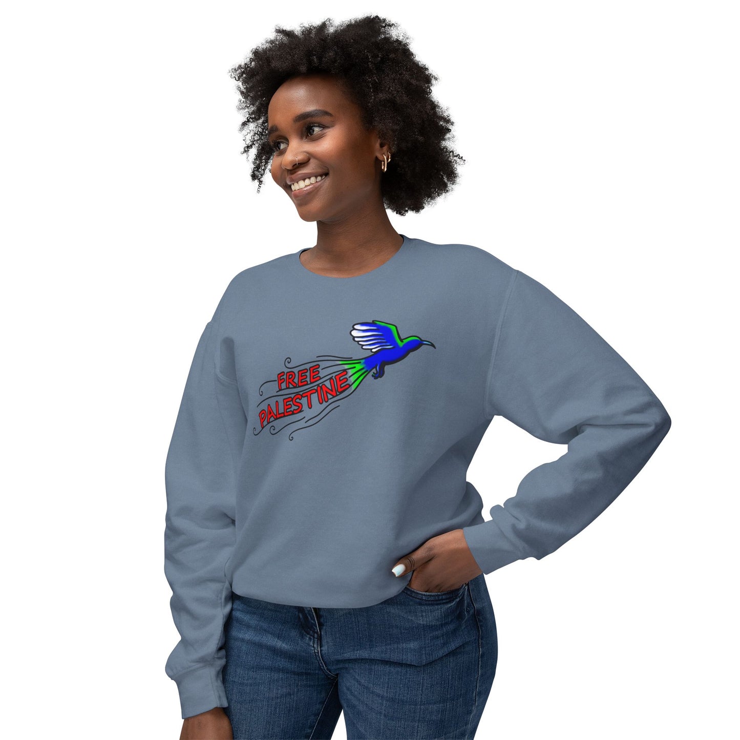 Unisex Lightweight Crewneck Sweatshirt - Free Palestine