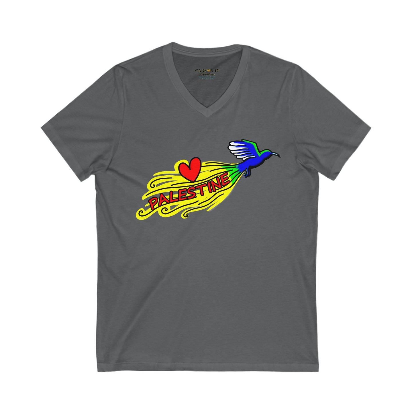 Unisex Jersey Short Sleeve V-Neck Tee - Love Palestine