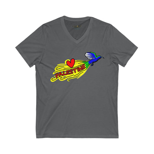 Unisex Jersey Short Sleeve V-Neck Tee - Love Palestine