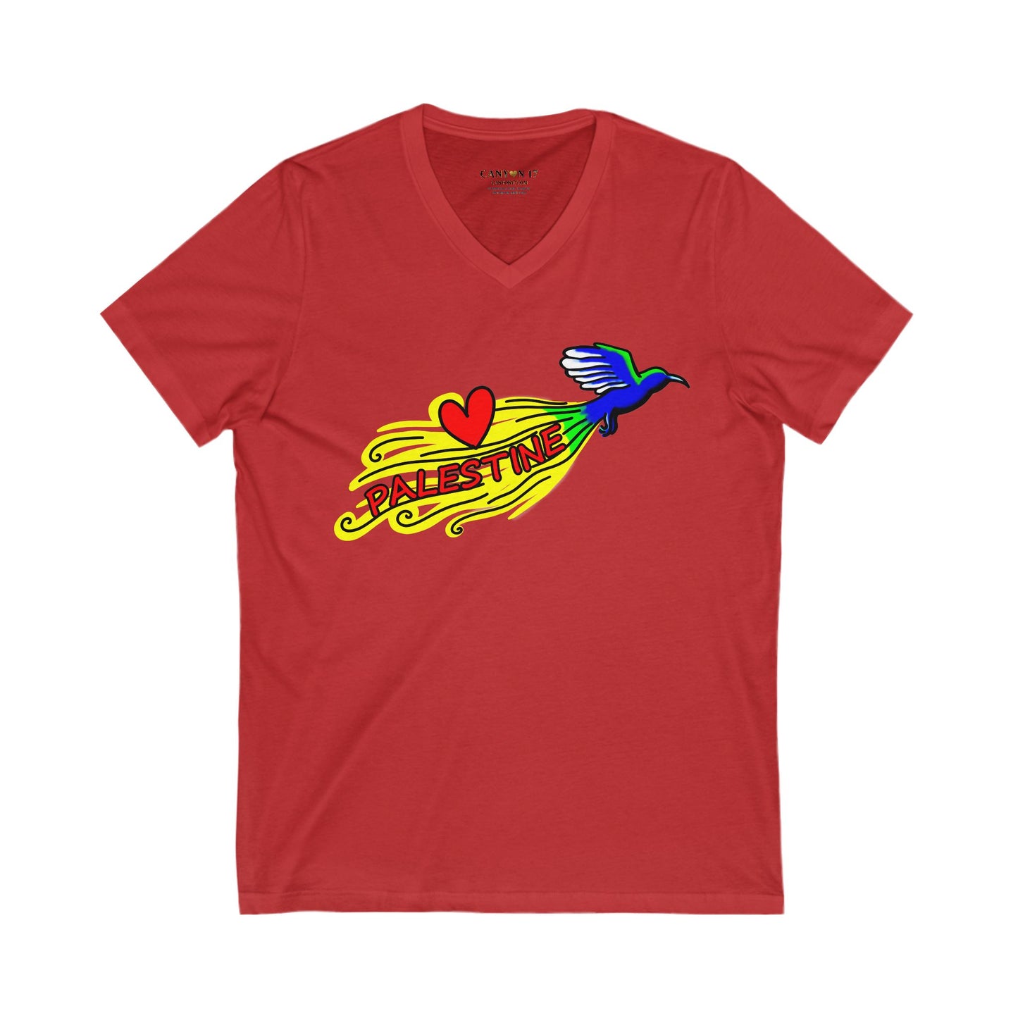 Unisex Jersey Short Sleeve V-Neck Tee - Love Palestine