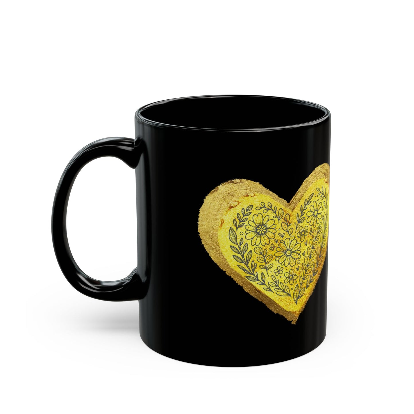 Black Mug  - Heart of Gold (11oz)