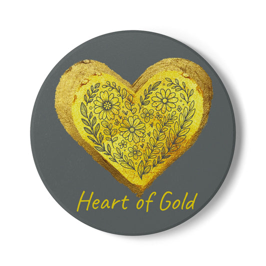 Gray Ceramic Coaster - Heart of Gold