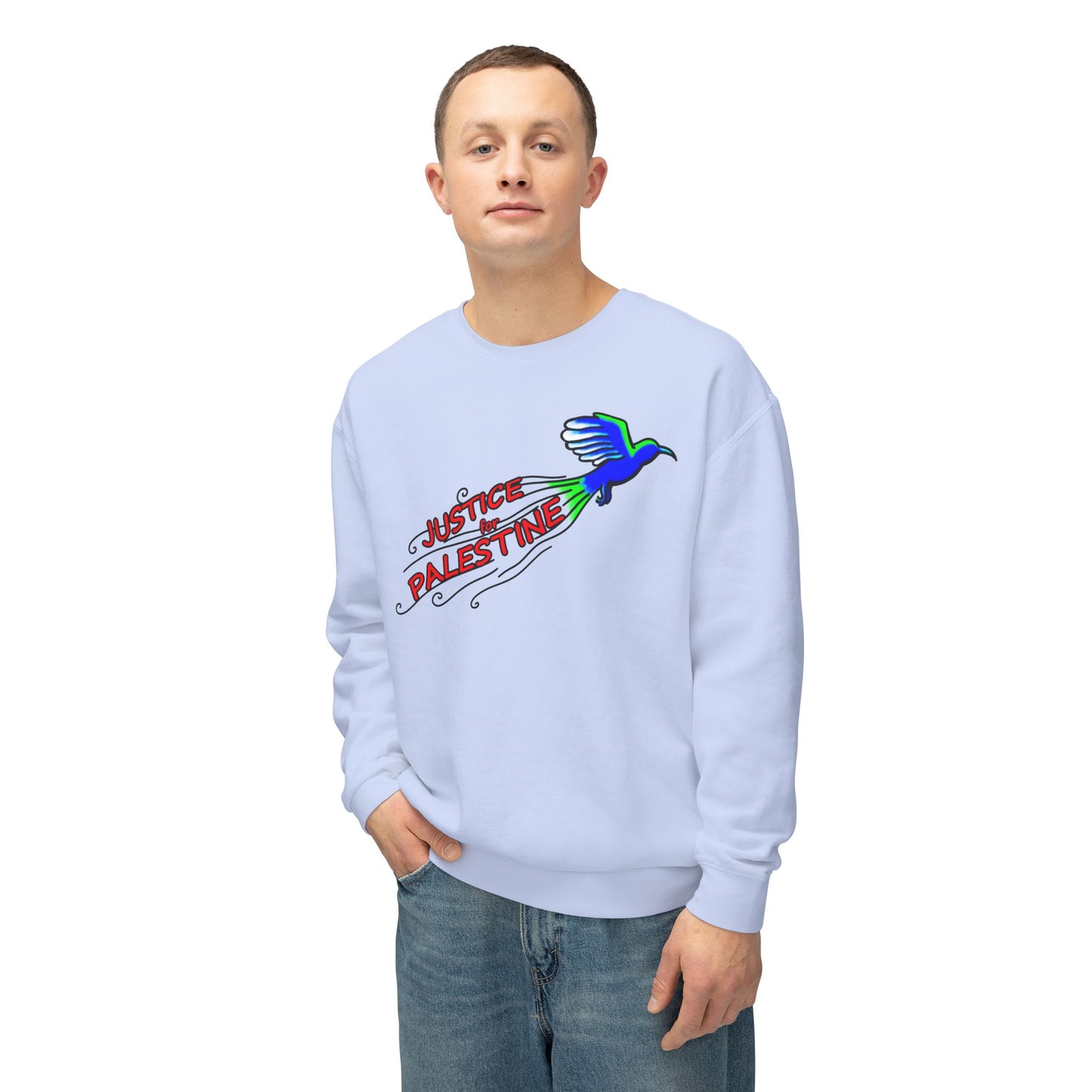 Unisex Lightweight Crewneck Sweatshirt - Justice for Palestine