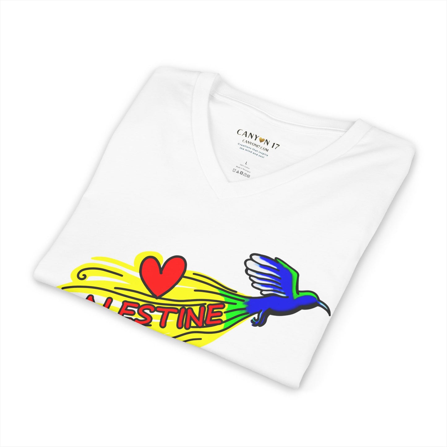 Unisex Jersey Short Sleeve V-Neck Tee - Love Palestine