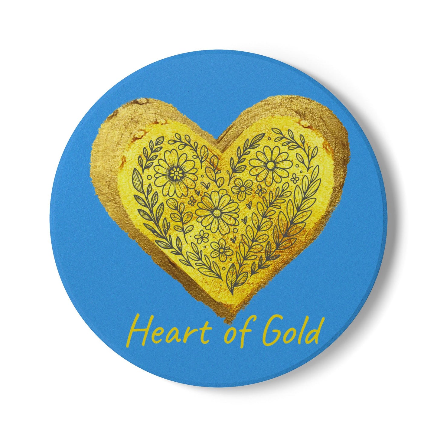 Blue Ceramic Coaster - Heart of Gold