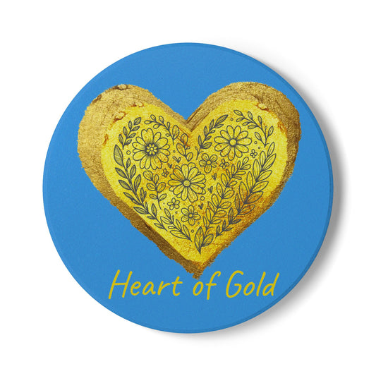 Blue Ceramic Coaster - Heart of Gold