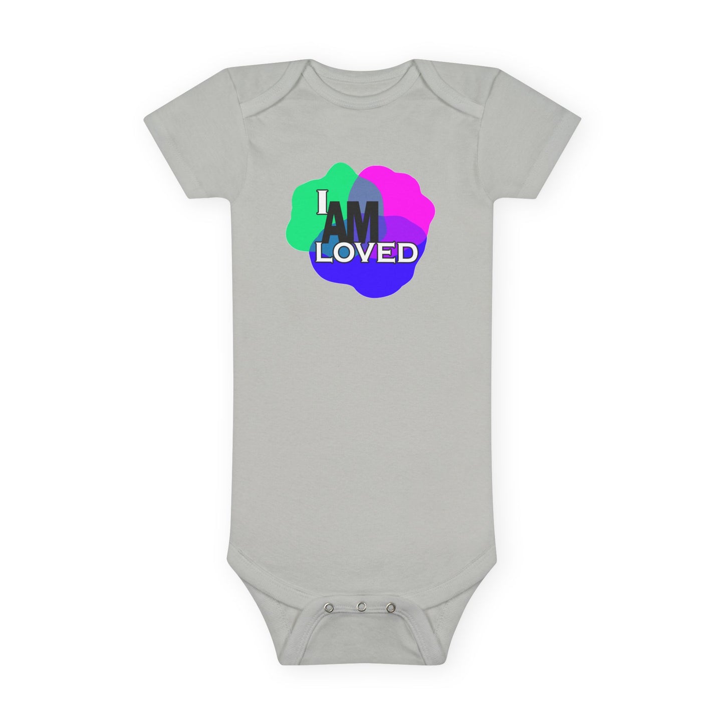 Baby Short Sleeve Onesie® - "I Am Loved" (Multicolor with pink)