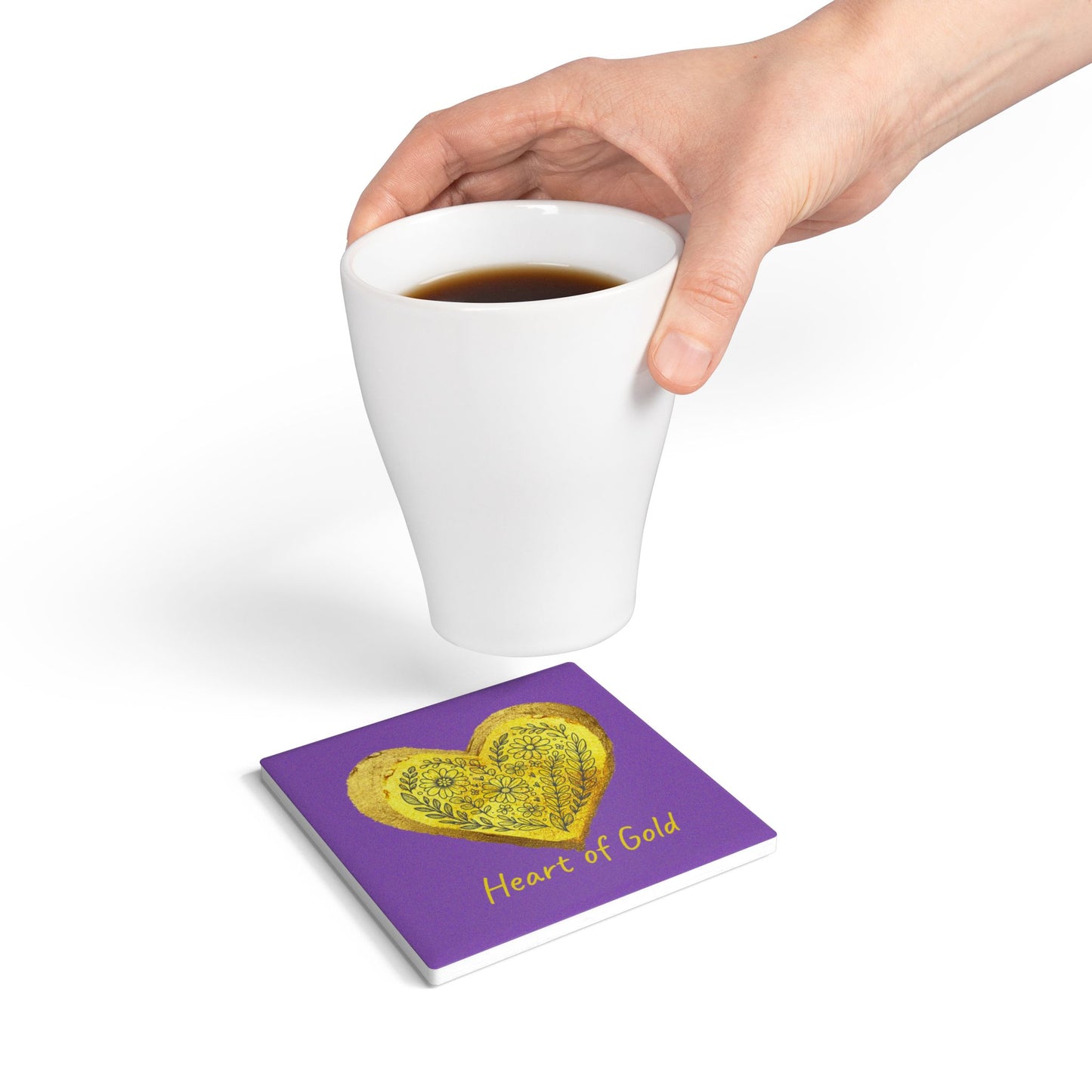 Purple Ceramic Coaster - Heart of Gold