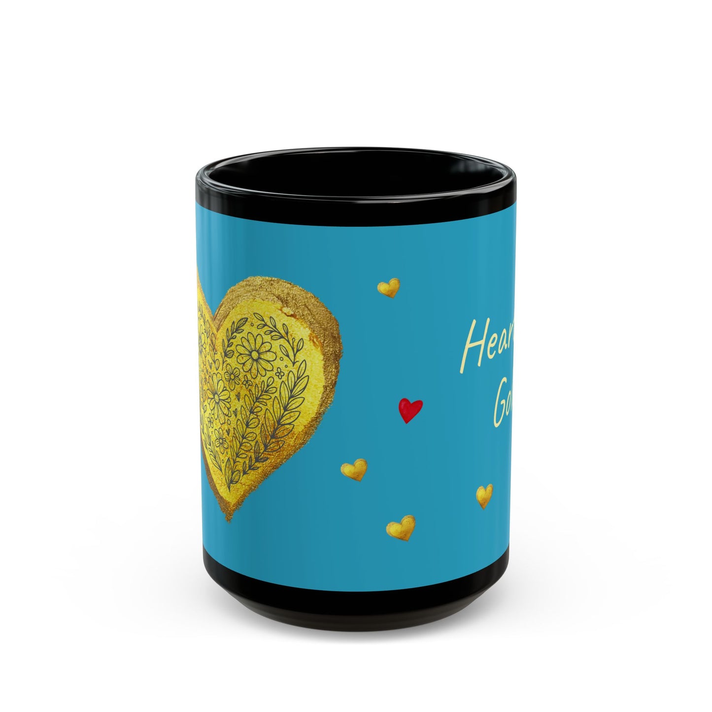 Turquoise on Black Mug  - Heart of Gold (15oz)