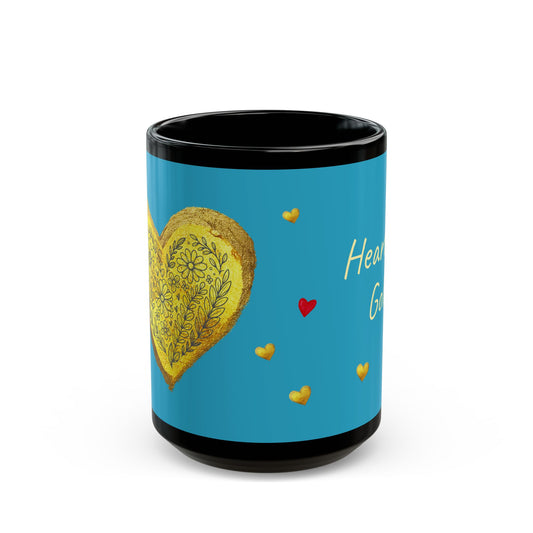 Turquoise on Black Mug  - Heart of Gold (15oz)