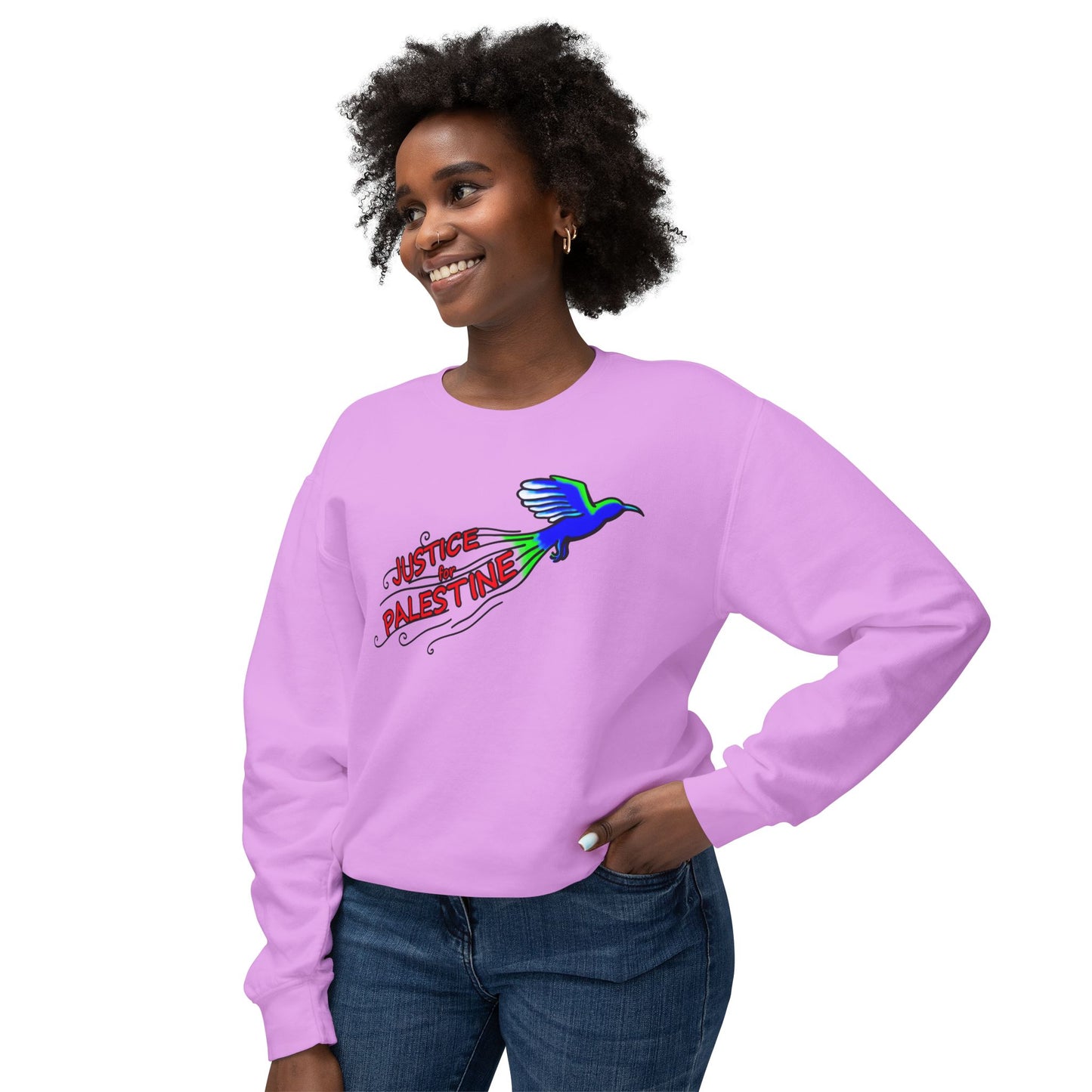 Unisex Lightweight Crewneck Sweatshirt - Justice for Palestine
