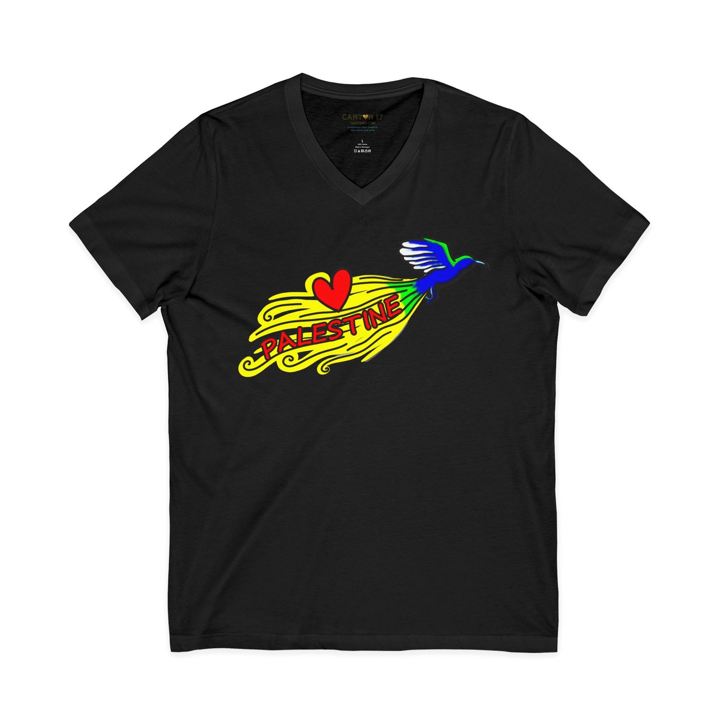 Unisex Jersey Short Sleeve V-Neck Tee - Love Palestine