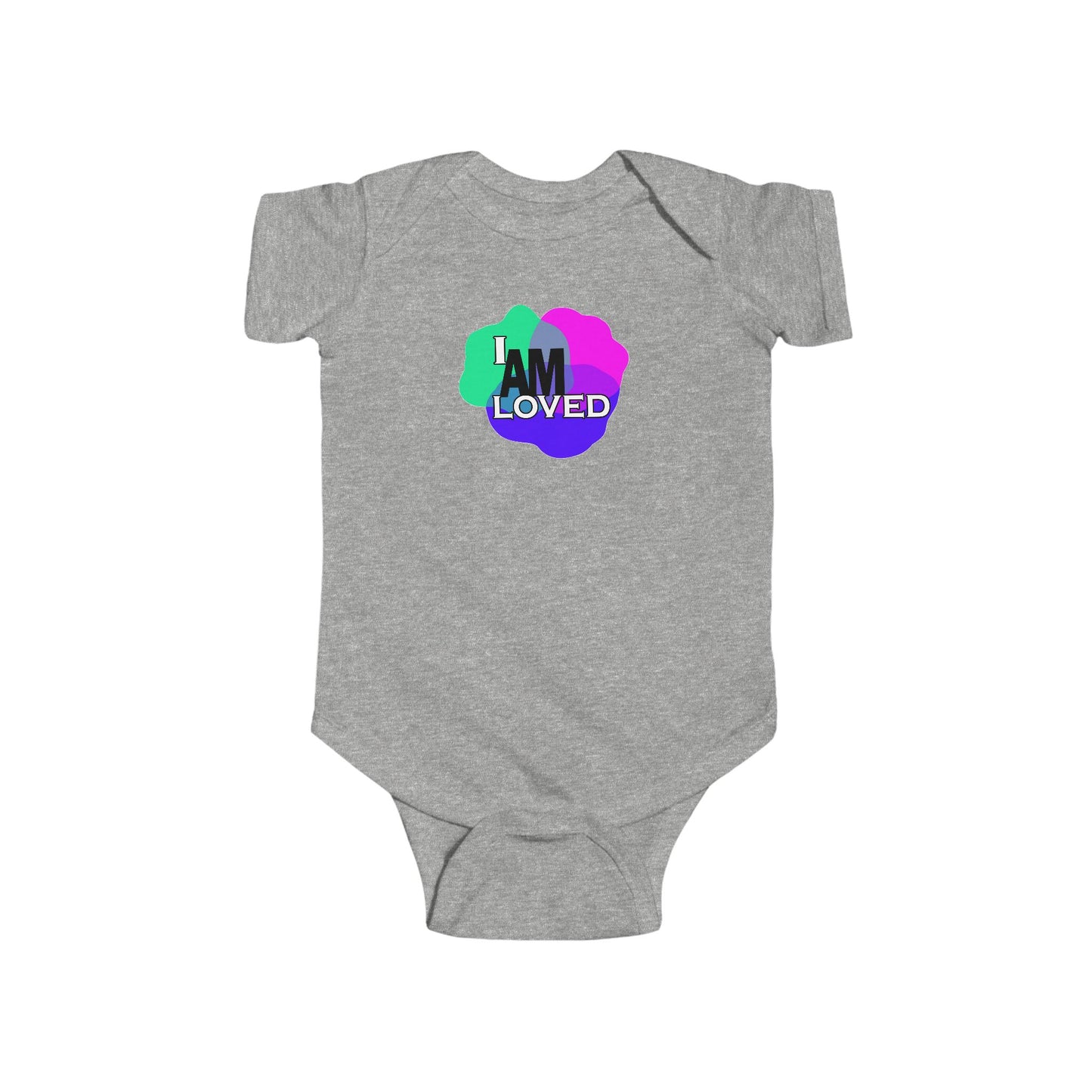 Infant Fine Jersey Bodysuit - I Am Loved (Multicolor with pink)