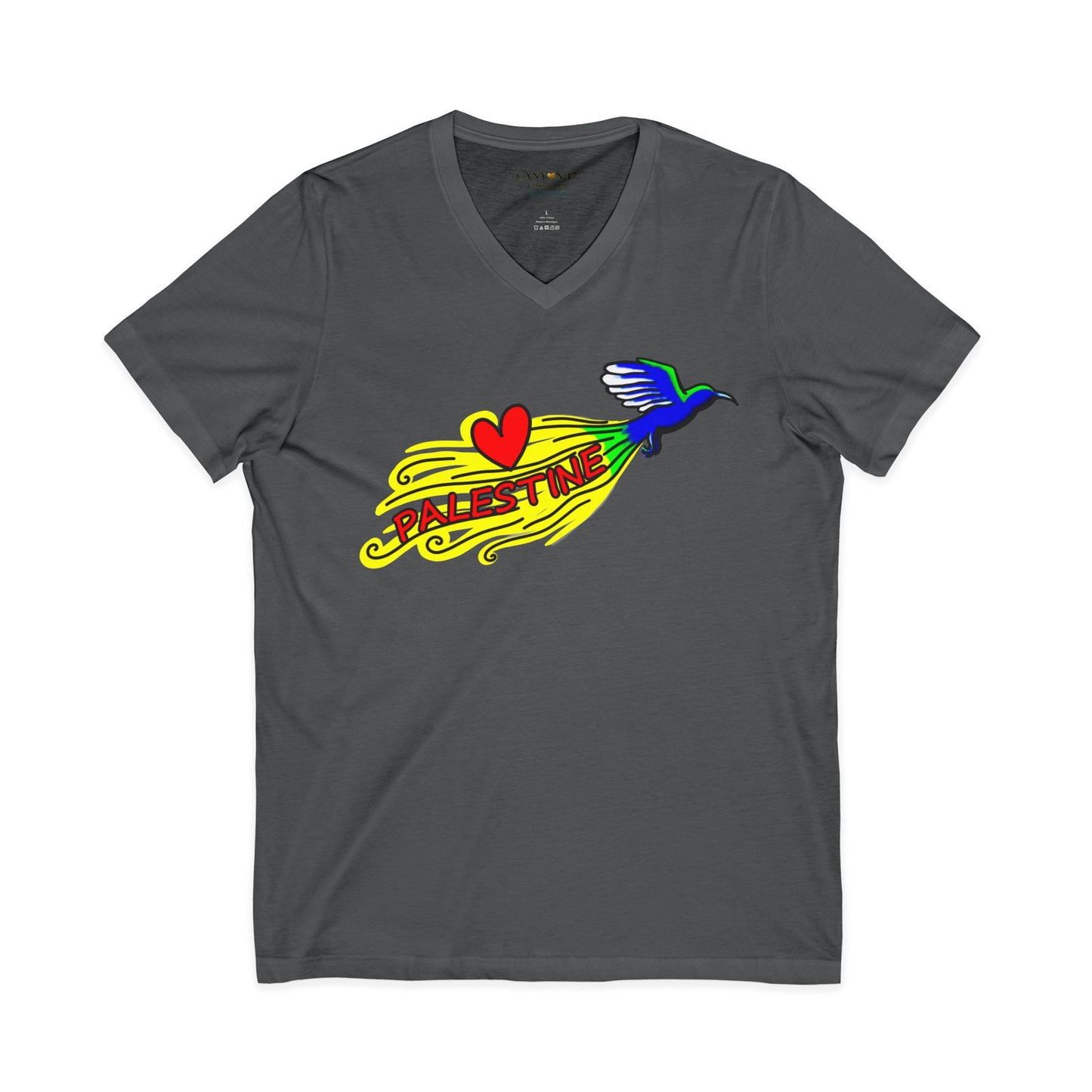 Unisex Jersey Short Sleeve V-Neck Tee - Love Palestine