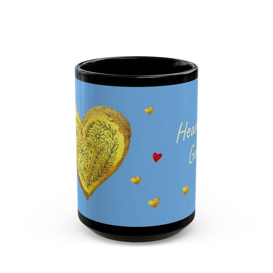 Light Blue on Black Mug  - Heart of Gold (15oz)
