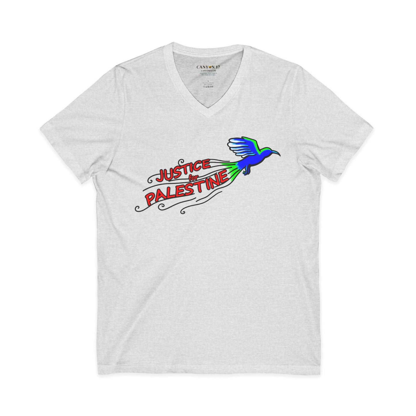 Unisex Jersey Short Sleeve V-Neck Tee - Justice for Palestine