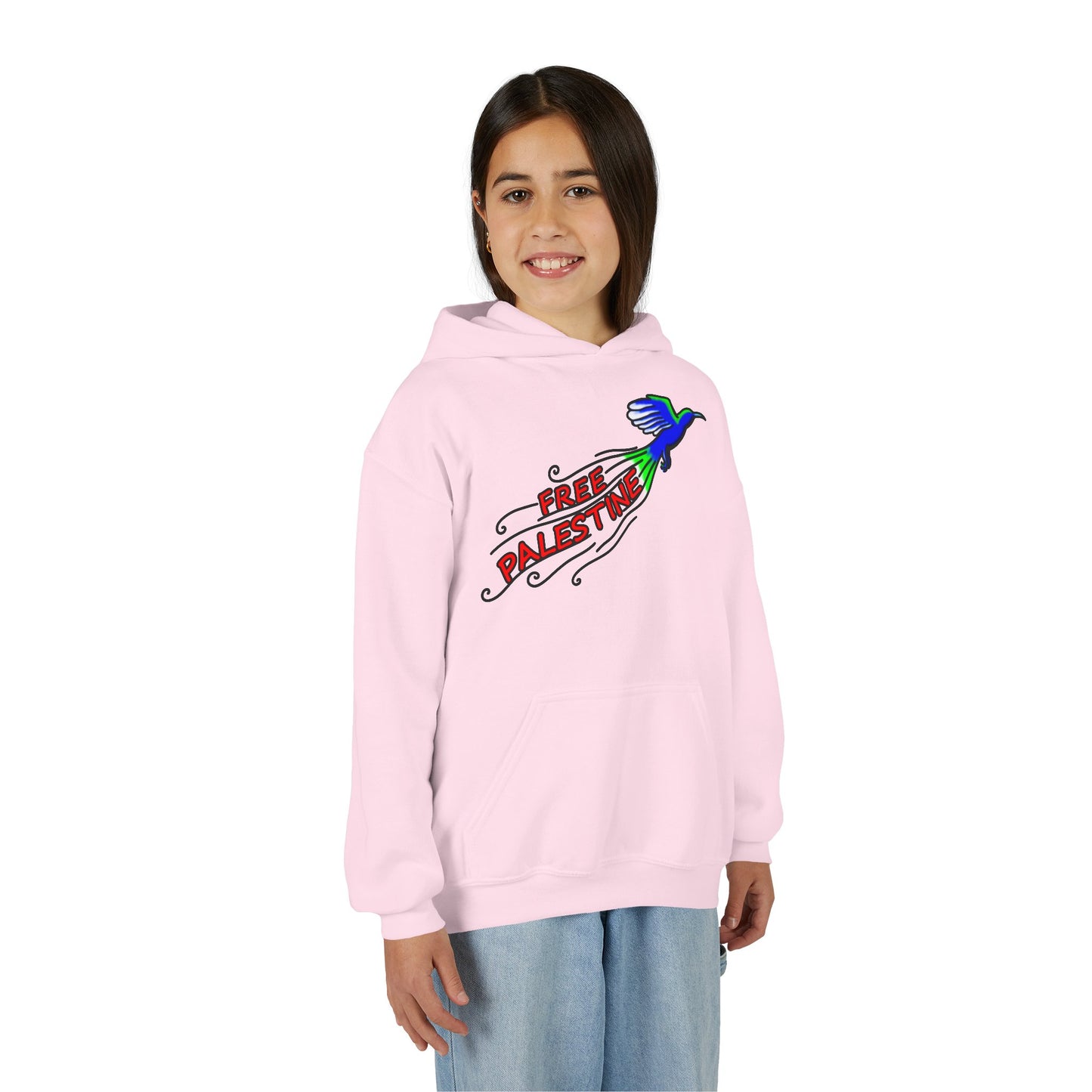 Youth Heavy Blend Hooded Sweatshirt - Free Palestine
