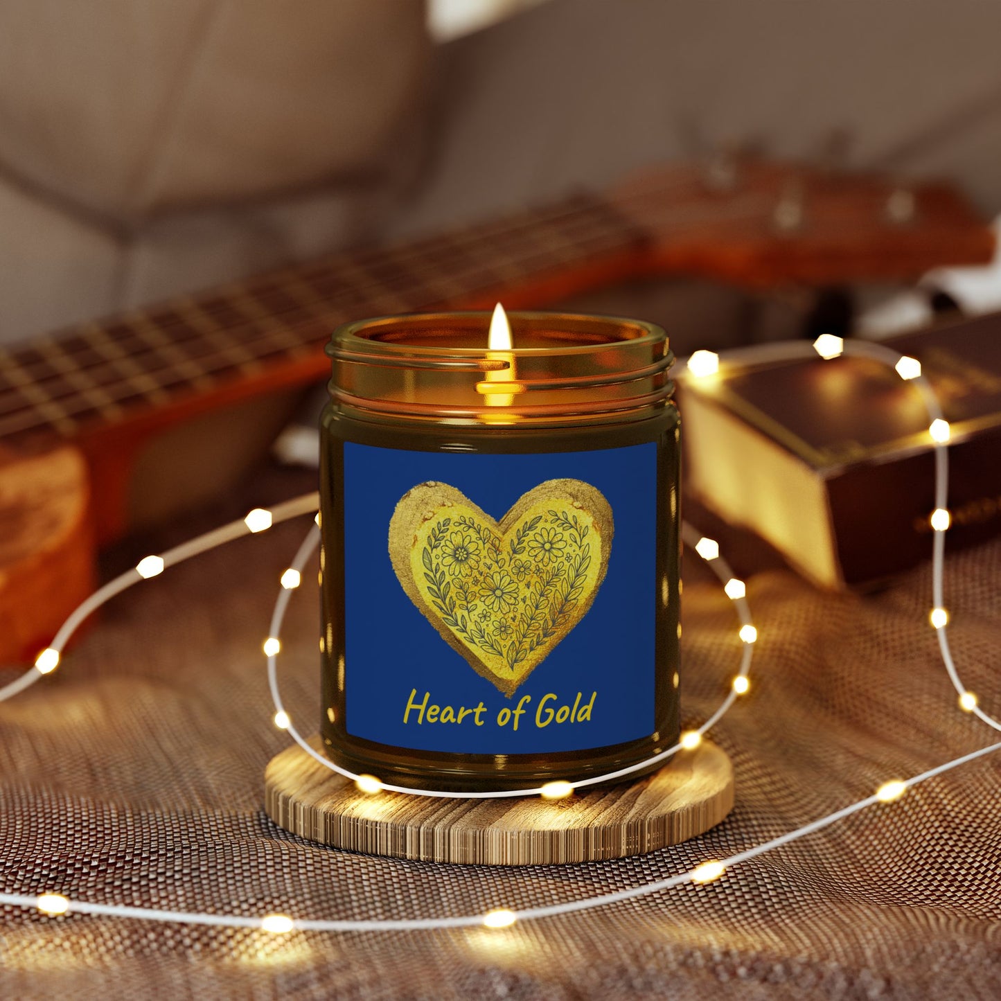 Scented Candle, Coconut Apricot Wax (9oz) - Dark Blue