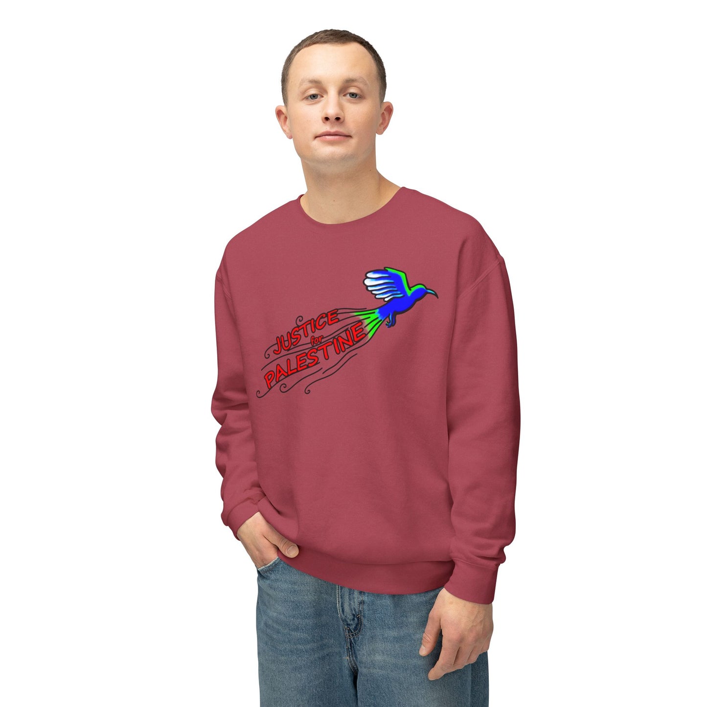 Unisex Lightweight Crewneck Sweatshirt - Justice for Palestine